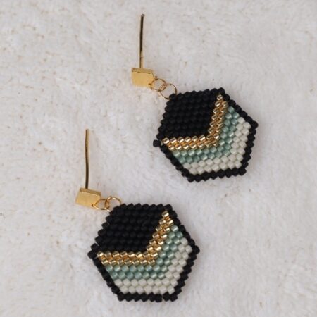 Emerald Edge – Hexa Drop Earrings
