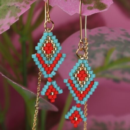Coral Sky Drop Threader Earring