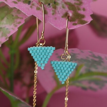 Aqua Triangle Threader Earring